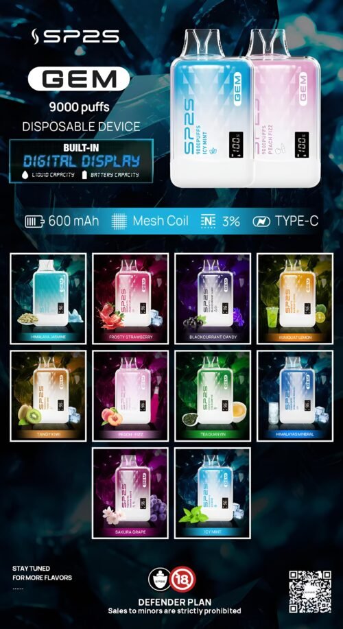 SP2 煙彈 SP2S GEM 9000 PUFFS 思博瑞抛棄式電子煙 711到付