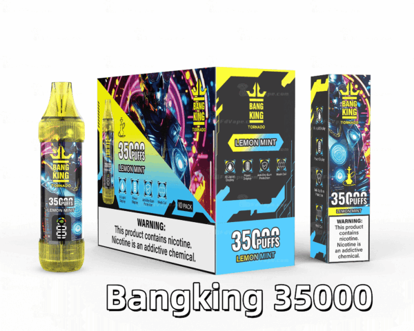 BANG KING 35000 PUFFS 龍捲風  一次性抛棄式霧化筆狀電子煙 超大容量 充電帶顯示屏