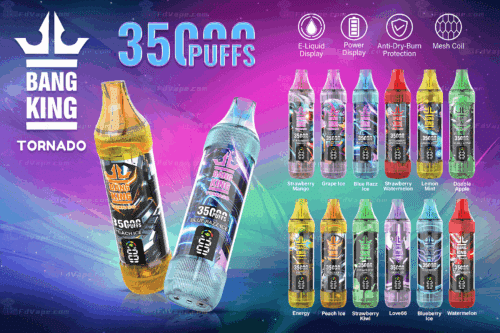 BANG KING 35000 PUFFS 龍捲風  一次性抛棄式霧化筆狀電子煙 超大容量 充電帶顯示屏