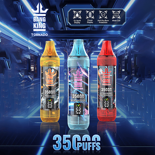 BANG KING 35000 PUFFS 龍捲風  一次性抛棄式霧化筆狀電子煙 超大容量 充電帶顯示屏