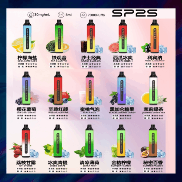 新品上市 SP2S 7000 PUFFS 一次性抛棄式  買10送1